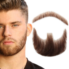 INFTOYCO Barba Finta Realistica con Baffi Pieni Legati a Mano e Pizzetto per Adulti Uomini Barba Finta Invisibile per Halloween Travestimenti Int