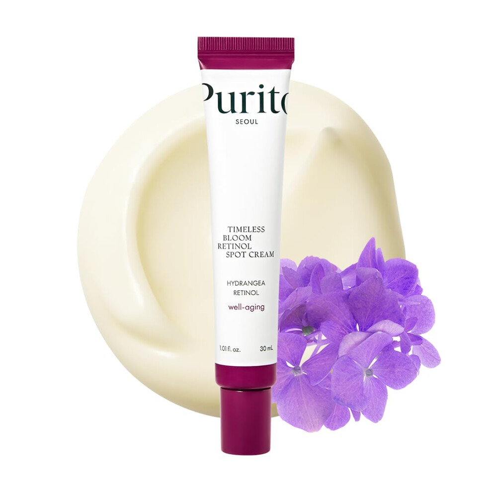 Purito Seoul Timeless Bloom Retinol Spot Cream Korean Jeju Hydrangea For Sensitive Skin Retinol Cream Wrinkle Reduction Anti Aging Face Cream K