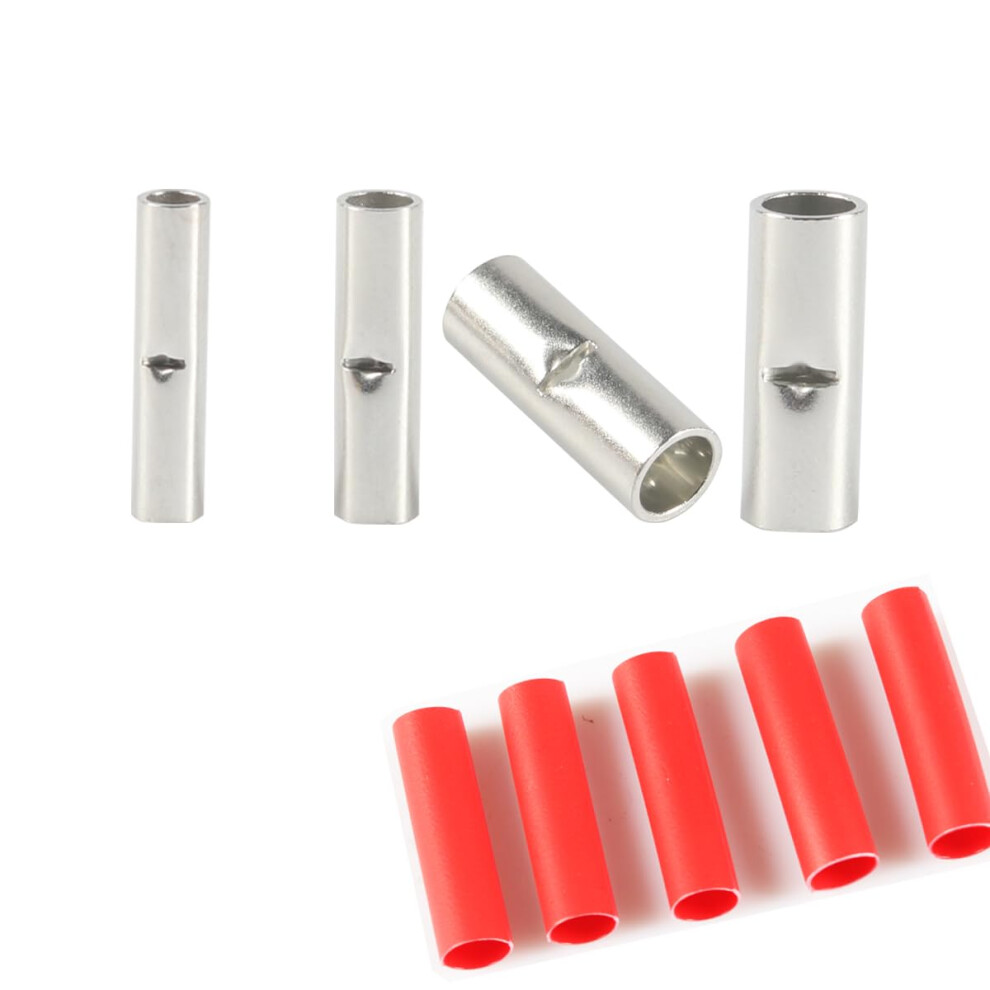 Niet-Ge Soleerde Stootverbinders, Onge Soleerde Koperen Stootverbinders, 22-10 Gauge Lasklemmen Met Krimpkous, Rood, 90 Stuks-image