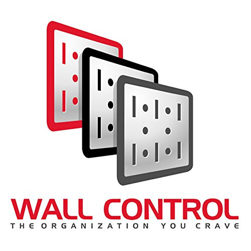 Wall Control KT-100-B W Slotted Storage Panel Basic Hook Assortment Pegboard and Slotted Tool Board - White 2