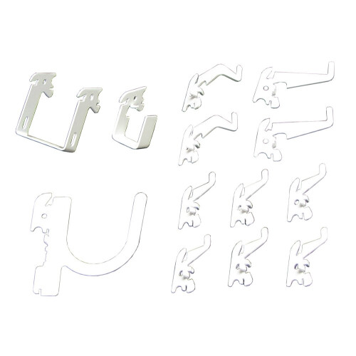 Wall Control KT-100-B W Slotted Storage Panel Basic Hook Assortment Pegboard and Slotted Tool Board - White