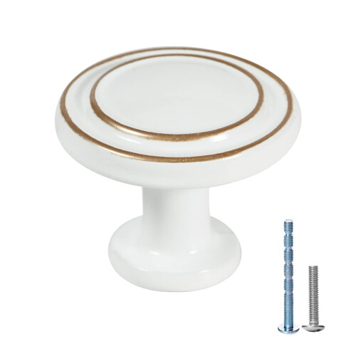 YENZEEN White Cabinet Knobs for Kitchen Farmhouse Drawers Cabinet Knobs Vintage Round Knobs for Dresser Drawers Pull Handle Knobs with Screws for Doo