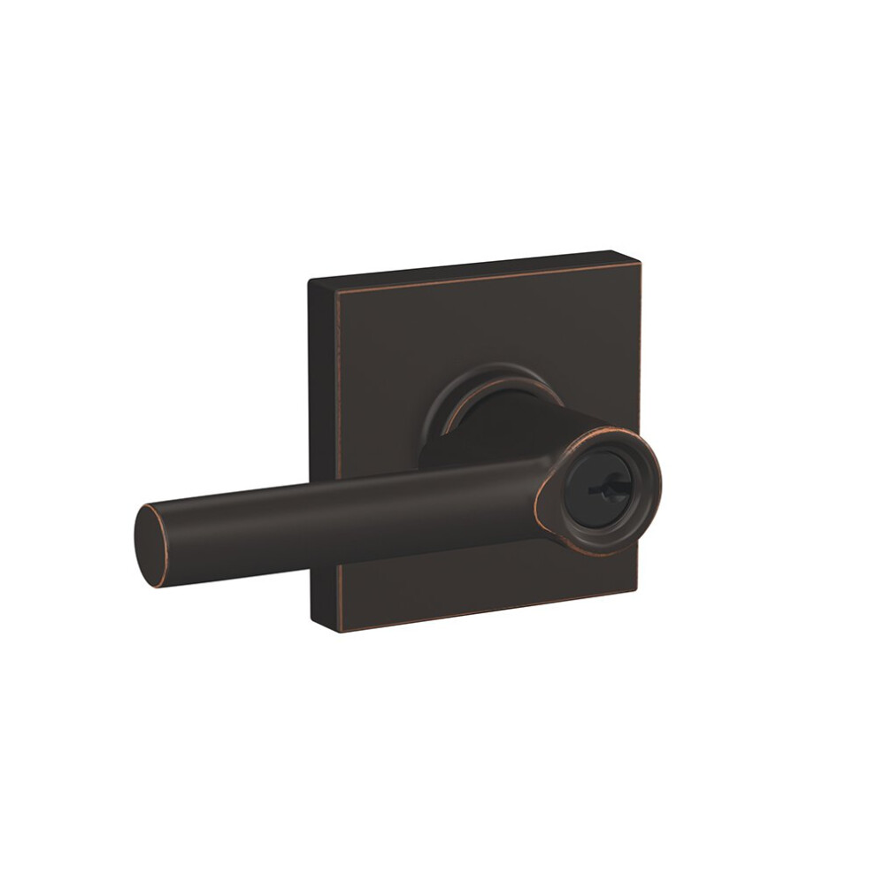 Schlage F51A Brw 716 Col Broadway-Hebel Mit Collins-Verzierung, Schl Sselschloss, Gealterte Bronze-image