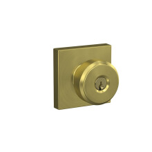 SCHLAGE F51A BWE 608 COL Bowery Knob with Collins Trim Keyed Entry Lock Satin Brass