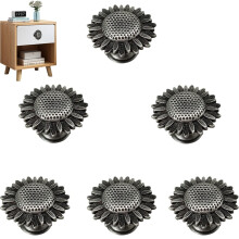 RRRuo Sunflower Drawer Pulls Cabinet Knobs Handles Single Hole Knobs Wardrobe Dresser Cupboard Closet Door Home Kitchen Decoration 6 Pieces (Antique P