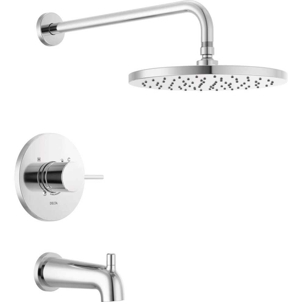 Delta Faucet Modern Raincan Rundes Einzelfunktions-Badewannen- Und Dusch-Trimm-Set, Chrom, Wannenarmatur-Set, Regenduschkopf, Chrom, Delta-Dusch--image