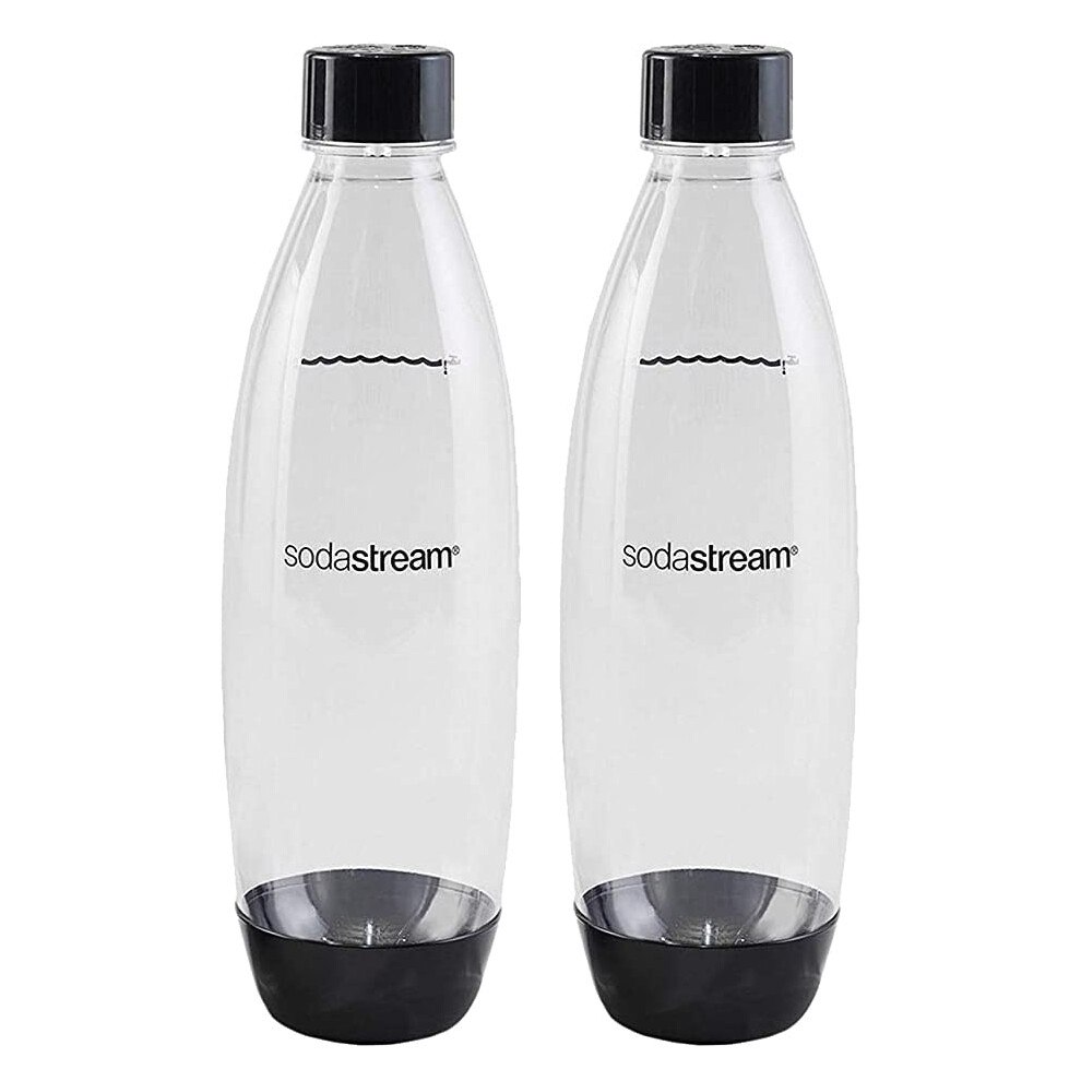 New Sodastream 1L Twin Pack Dishwasher Safe Slim Bottle (Black) Black 1741260010