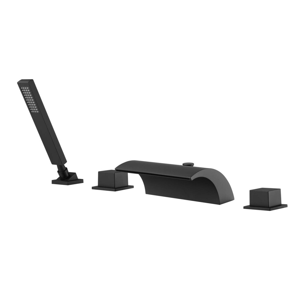 Sumerain Black Roman Tub Faucet Waterfall Bathtub Faucet With Hand Shower High Flow Rate 607376397347