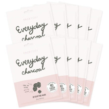 FACETORY K Beauty Gesichtsmaske Hautpflege – Everyday CHARCOAL Detoxifying Sheet Mask | Pflanzliche Aktivkohle-Gesichtsmaske (10er-Pack)