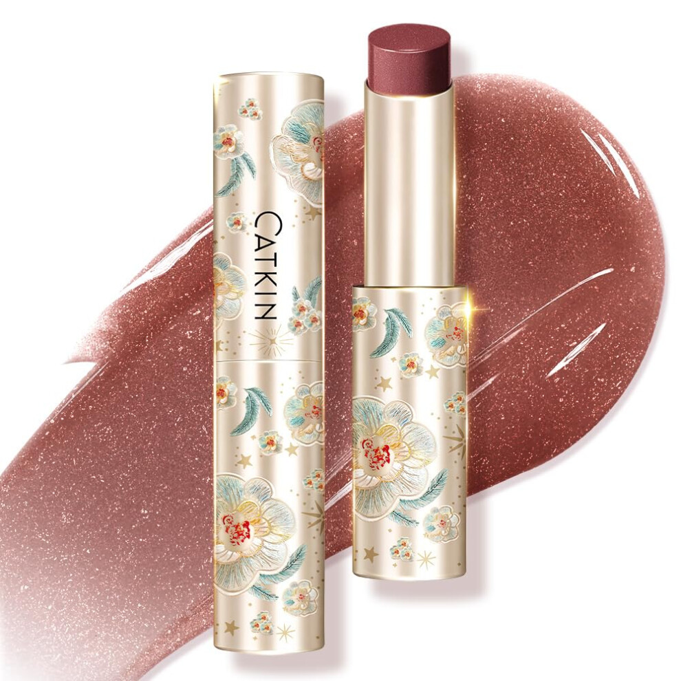 Catkin Glossy Lip Balm Ultra Hydating Glow Lip Tinted Jelly Plump Melting Balm Shea Butter Repair Soothing For Dry Lips Dewy Finished 0.12 Oz C04 Peon