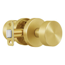 naubea Passage Door Knobs Interior  Brushed Gold Door Knob for Closet  Brushed Brass Door Knob for Hallway  Heavy Duty Modern Round Door Handle