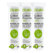 DELON Premium Στρογγυλές Βαμβακερές Πάστες, 100 Τεμάχια (Συσκευασία 3)