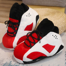 (Red White) Slippers Funny Warm Indoor Sneaker Cotton Sneakers Home Slippers Winter Plush