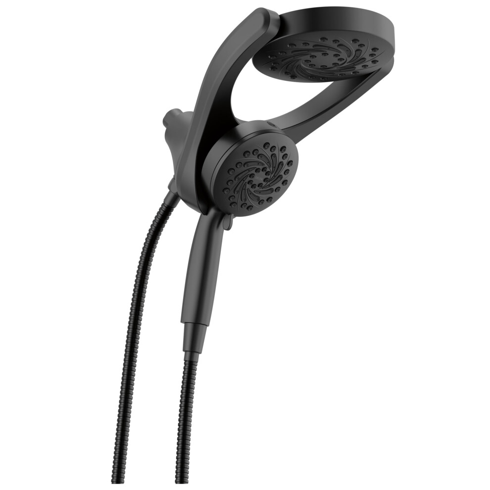 Photos - Shower System Delta Faucet 5-Setting HydroRain 2-in-1 Dual Shower Head with ProClean Spray Matte Black Round Shower Head with Hose Hand He 