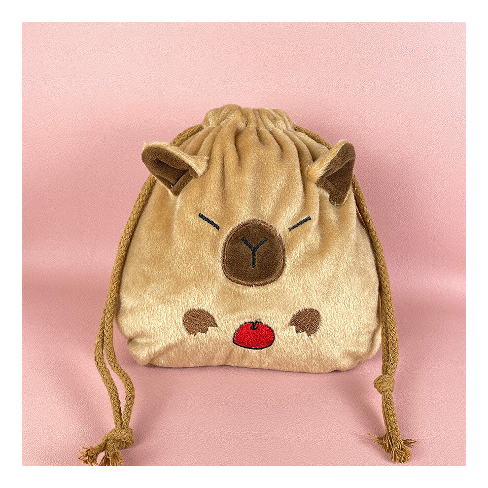 (Apple Otter Bag) Capybara Plush Adorable Drawstring Bag Large Capacity Pouch Cute Storage-image-OPC-PGTDBN9-NEW
