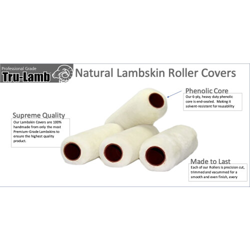 Tru-Lamb - 100% Natural Lambskin Professional Paint Roller (9 x 1"""" - 3 Pack) 1