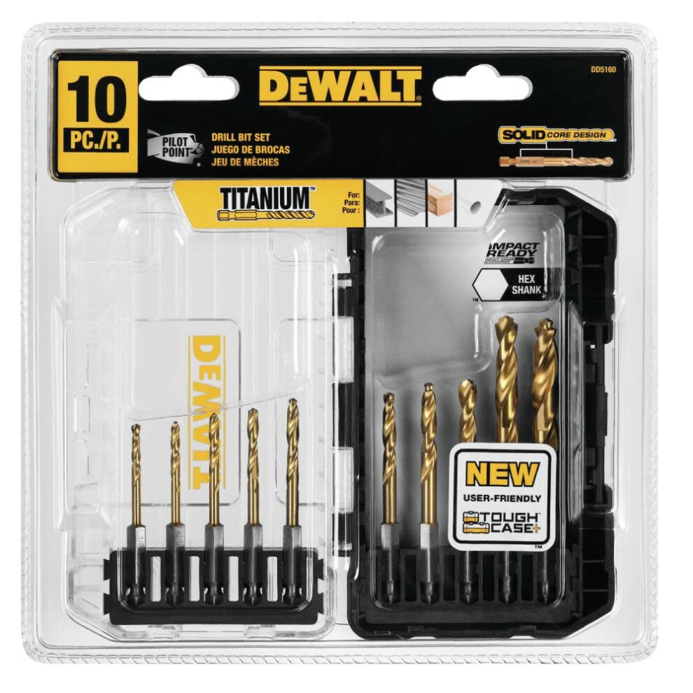 Dewalt Titanium Nitride Coated Drill Bit Set 10-Piece Impact Ready (Dd5160)