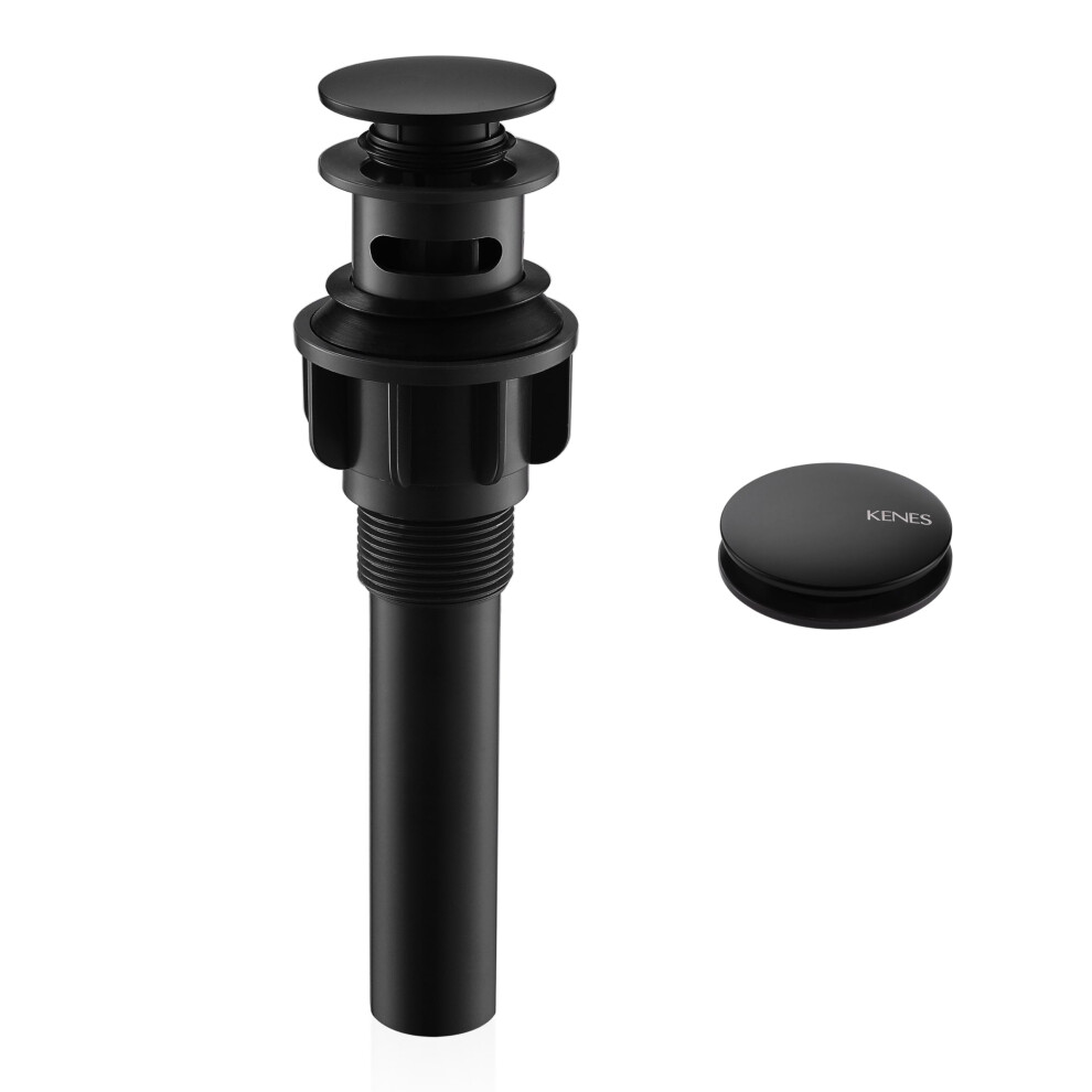 Kenes Pop Up Bathroom Sink Drain With Overflow Matte Black Pop Up Drain Stopper Anti Clog Pop Up Drain Stopper Lavatory Vanity Vessel Sink Drain 734914947259