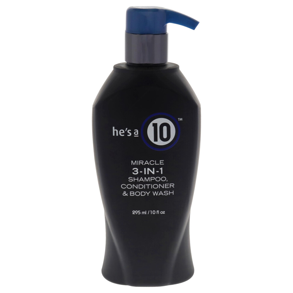 Je To A 10 It's A 10 Haircare He's A Miracle 3-In-1 Shampoo Conditioner And Body Wash 10 Fl Ounces
