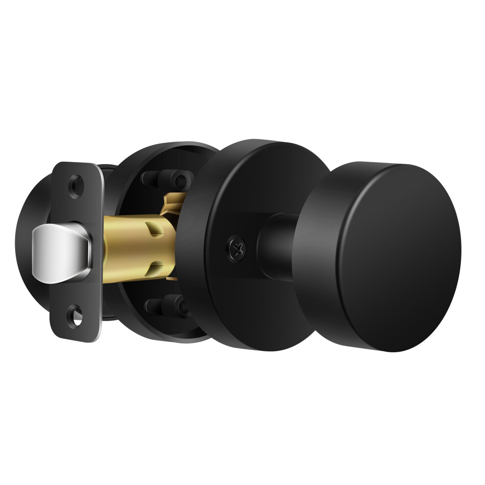 Naubea Matte Black Door Knob Passage Door Knob Interior For Closet And Hallway Heavy Duty Round Vintage Door Handle 658359051664