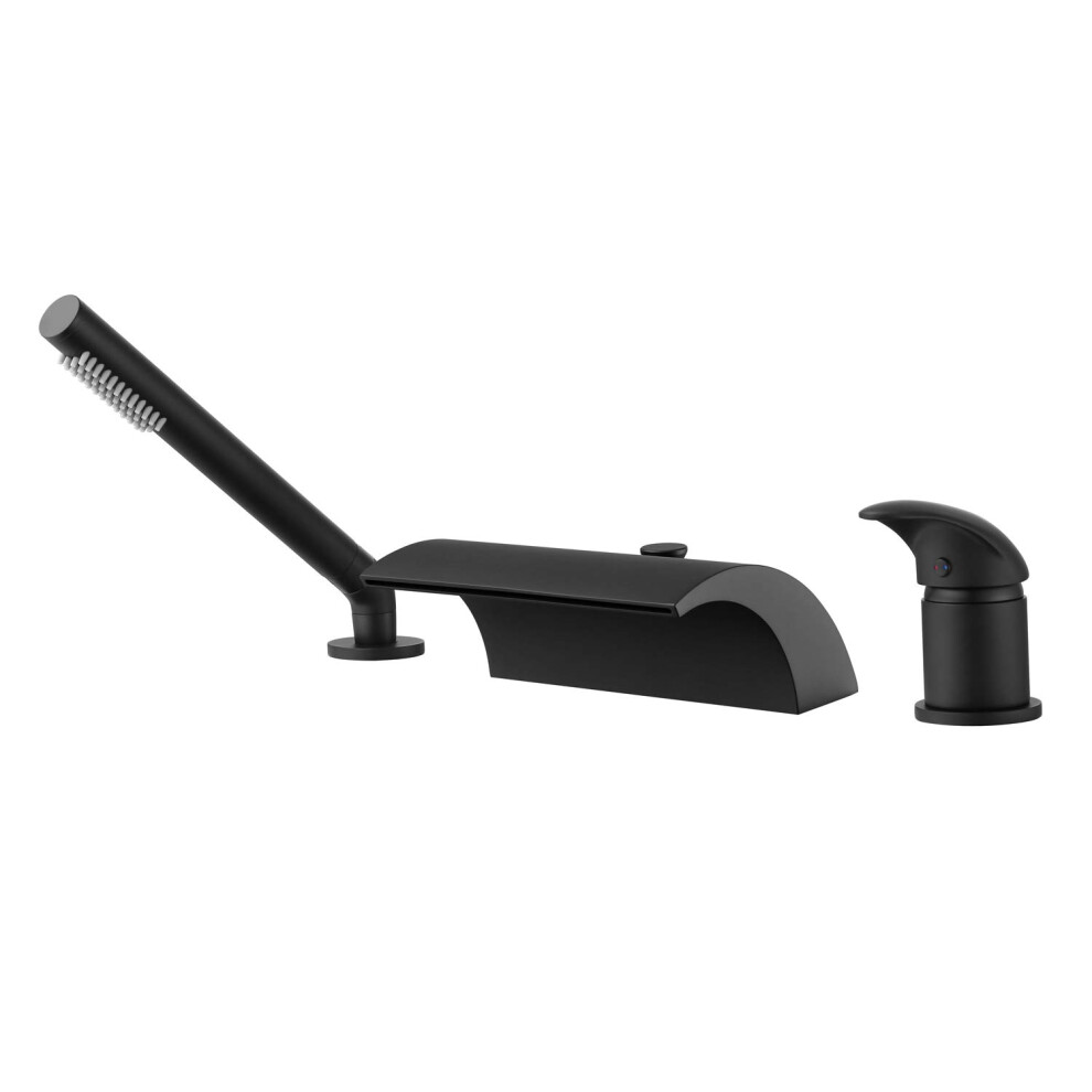 Sumerain Black Roman Tub Faucet With Hand Shower High Flow Waterfall Spout With Diverter 607376397309