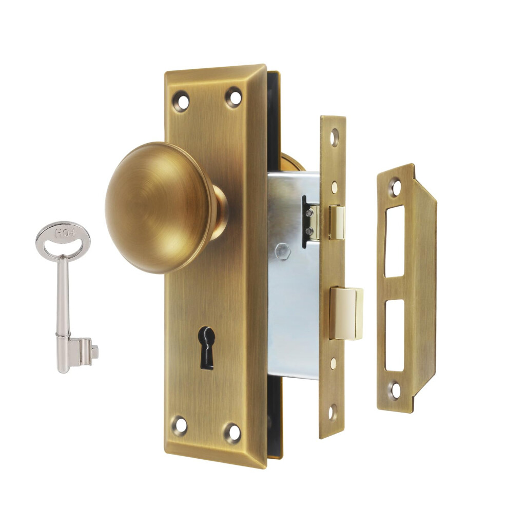 Toptotoo Mortise Lock Set For Interior Door Vintage Antique Door Knobs With Lock And Skeleton Key Old Door Knob Replacement Fits 1-3/8 In 1-3/4 In 635408118356