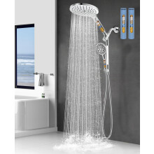 MakeFit Dual Filtered Rain Shower Head Combo High Pressure Handheld Shower Head with Adjustable Bar - 8 Rainfall Shower Head And 10-Mode Showerh