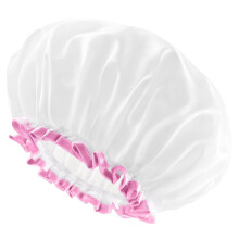 mikimini weie Duschhaube, 2 Stck, wasserdicht, wiederverwendbar, doppelschichtig, Bade-Haarkappen mit weichem, bequemem PEVA-Futter, ser, nicht v