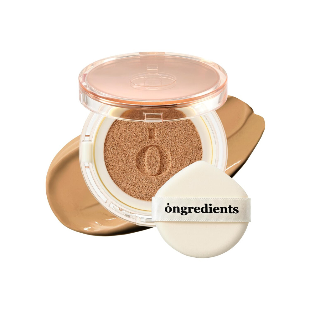 Ongredients Skin Barrier Glow Cover Cushion All-Day Coverage Glow Finish Lightweight Skincare-Like Texture Non-Cakey Makeup Korean Cushion Foundation (#34W