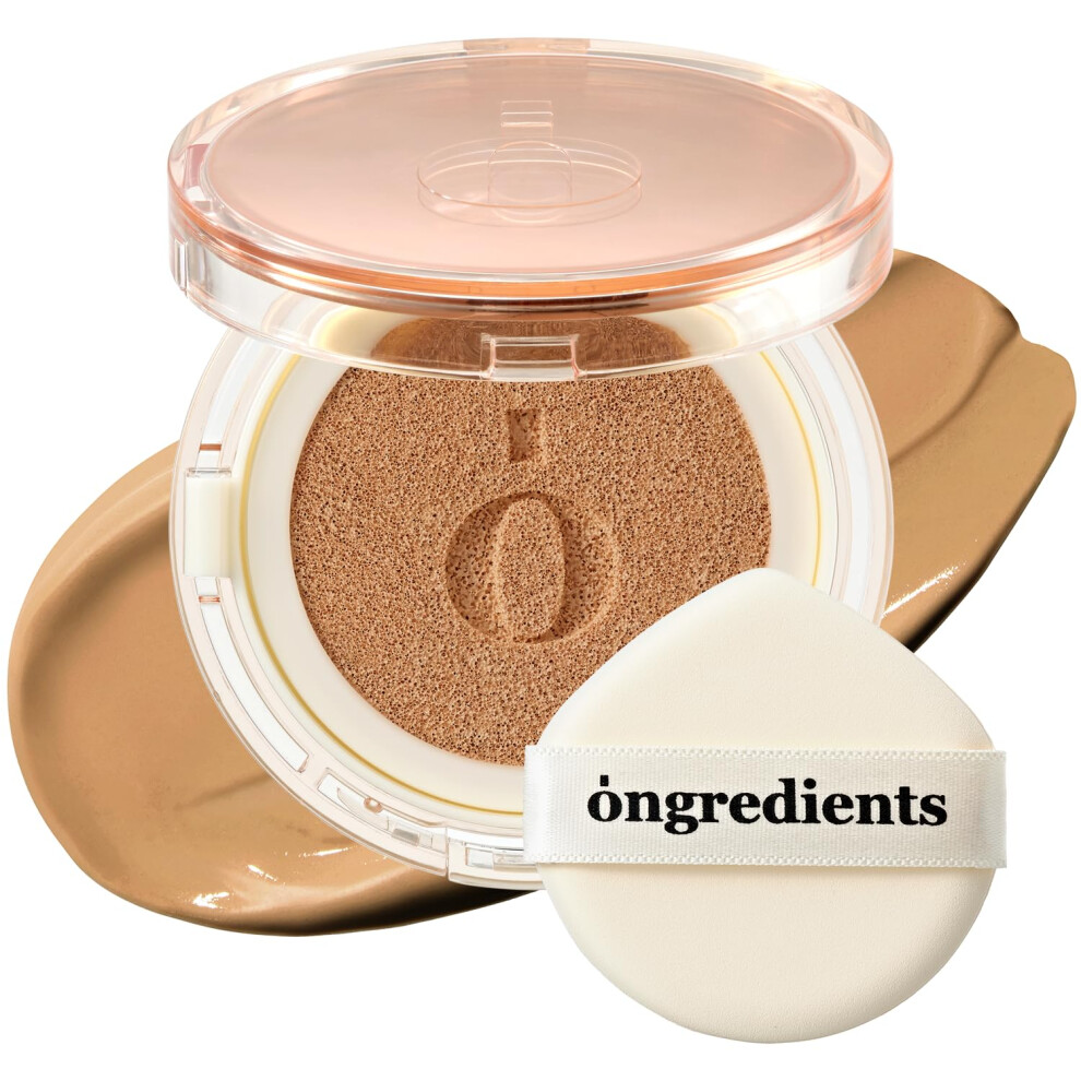 Ongredients Skin Barrier Glow Cover Cushion All-Day Coverage Glow Finish Lightweight Skincare-Like Texture Non-Cakey Makeup Korean Cushion Foundation (#34W
