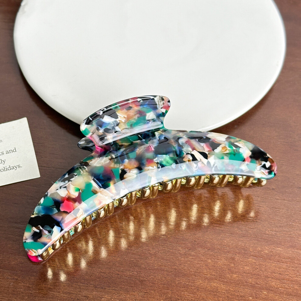 (Rainbow Green 12.2cm) Unique Moon Large Hair Claw Clips With Highend Acetate Women Material For-image-OPC-PGTDFWC-NEW