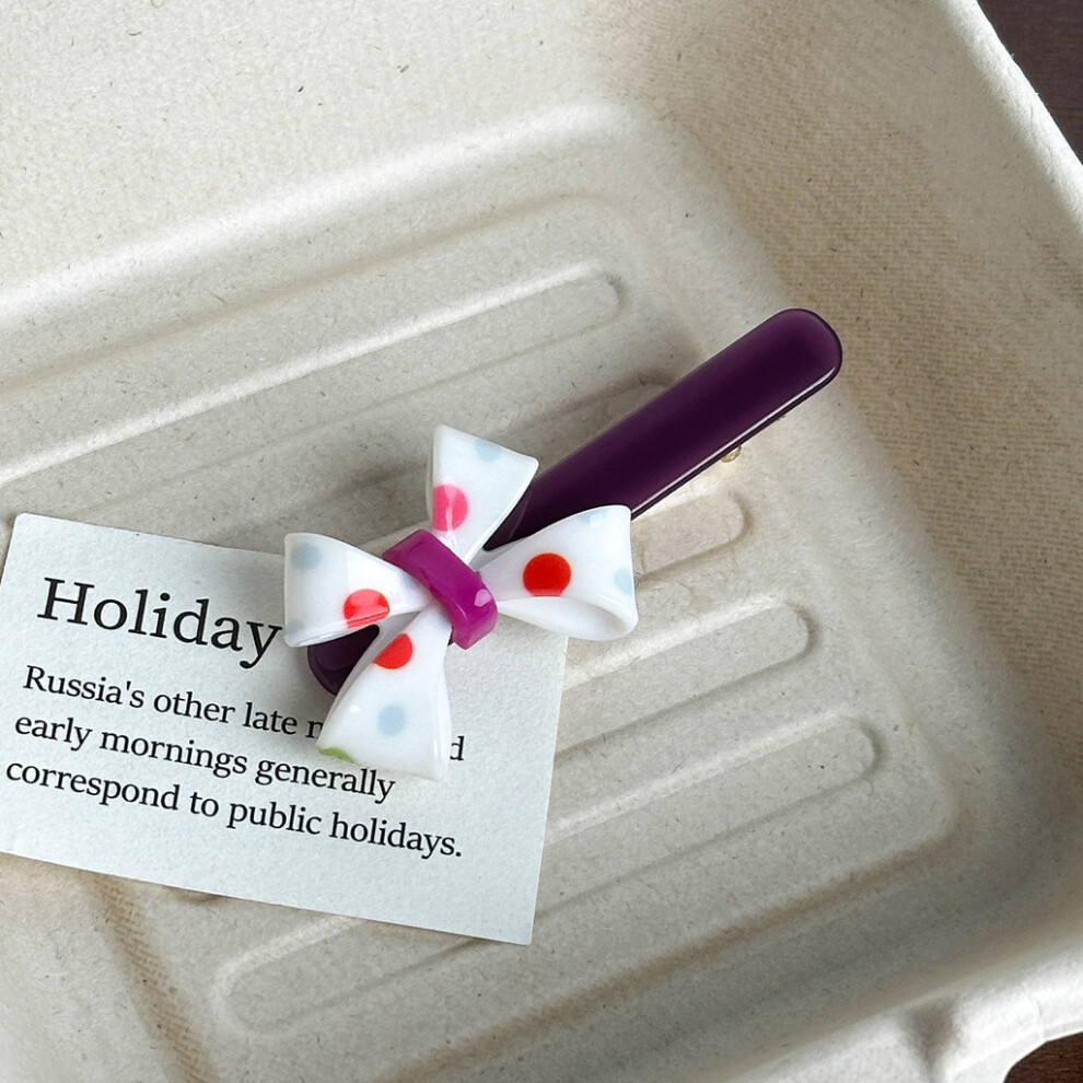 (Purple6.8cm) Cute And Modern Polka Dot Bow Hair Accessories Perfect For Womens Everyday Use-image-OPC-PGTDFWV-NEW