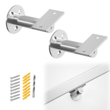 Muzata 2pack Stainless Steel Adjustable Handrail Bracket Angle Flat Bracket Fits Handrail HT10 for Staircase Stair Railing Heavy Duty Flat Brushed HB