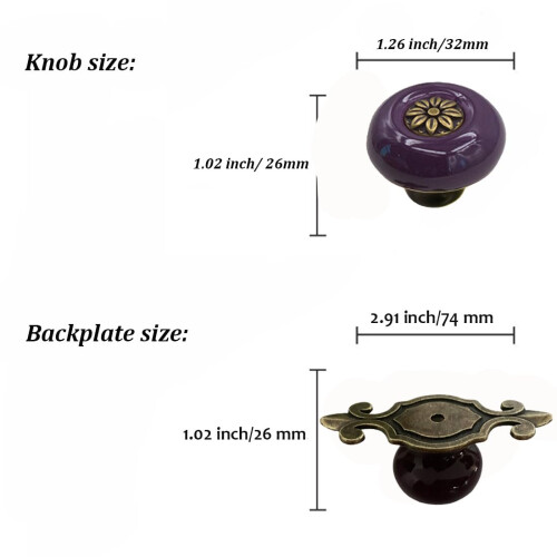 Kelier Retro Ceramic Cabinet Knobs [4 Pack] Vintage Antique Drawer Knobs with Bronze Backplate Cabinet Pull Handles for Kitchen/Dresser Drawer/Cupb 1