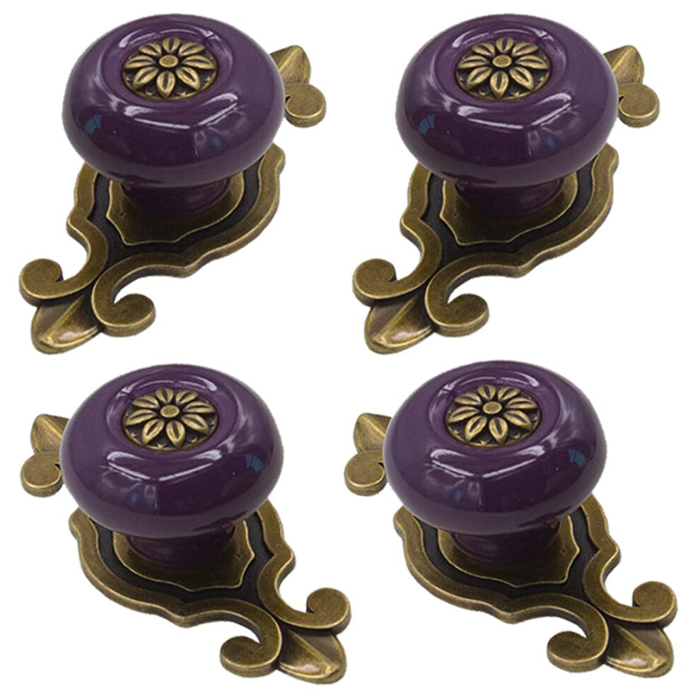 Kelier Retro Ceramic Cabinet Knobs [4 Pack] Vintage Antique Drawer Knobs With Bronze Backplate Cabinet Pull Handles For Kitchen/Dresser Drawer/Cupbo 721718324126
