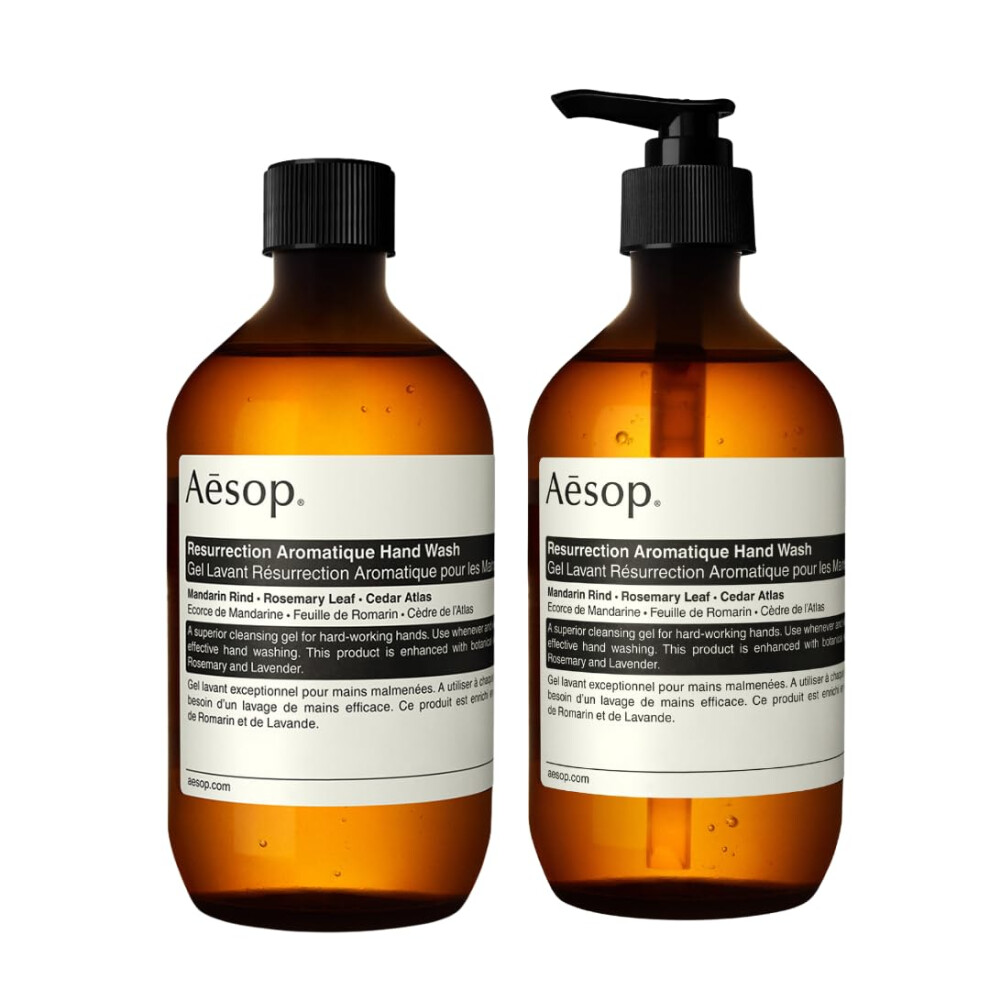 Aesop Resurrection Aromatique Hand Wash + Refill | Gentle Cleanser with Orange  Rosemary and Lavender Oils | 16.9oz / 500 mL (Pack of 2)