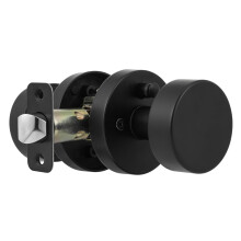 naubea Matte Black Door Knobs Interior Black Privacy Door Knob with Lock Heavy Duty Round Vintage Door Handle for Bedroom Bathroom