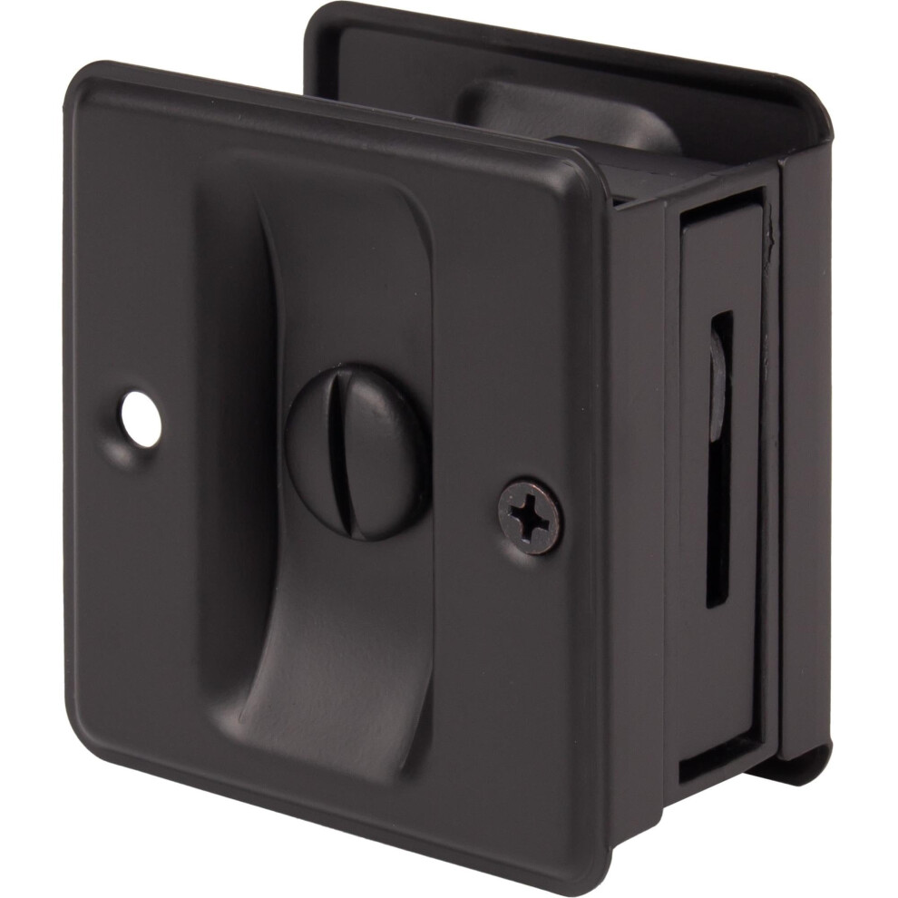 Stone Harbor Hardware Square Pocket Door Lock  Privacy (Bed/Bath) Latch  Matte Black-image-OPC-PGTDGWF-NEW