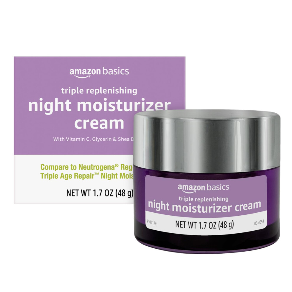 Amazon Basics Triple Replenishing Moisturizer  Night Cream  1.7 Ounces  1-Pack