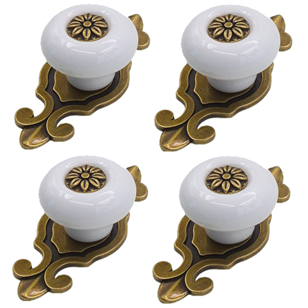 Kelier Retro Ceramic Cabinet Knobs [4 Pack] Vintage Antique Drawer Knobs With Bronze Backplate Cabinet Pull Handles For Kitchen/Dresser/Cupboard/War 721718324133