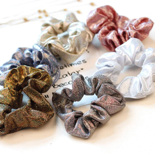 6pcs Elastici per Capelli Metallici Lucidi, Accessori per Capelli per Donne e Ragazze 1