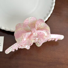 (Pink13.2cm) 13cm Acetate Gorgeous Hair Claw Clip In Blue Pink Featuring Fashionable Bow Women For