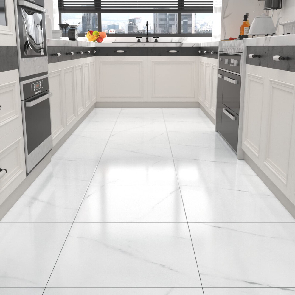 Westick Peel And Stick Floor Tile 12 X 12 Inch 20 Pcs White Marble Adhesive Vinyl Flooring Bathroom Self Stick On Floor Tiles Linoleum Laminate Sheets 750081901610
