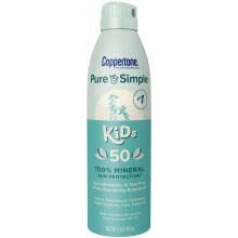 Coppertone Pure and Simple Kids Sunscreen Spray SPF 50  Zinc Oxide Mineral   Tear Free  Water Resistant  Broad Spectrum   5 Oz