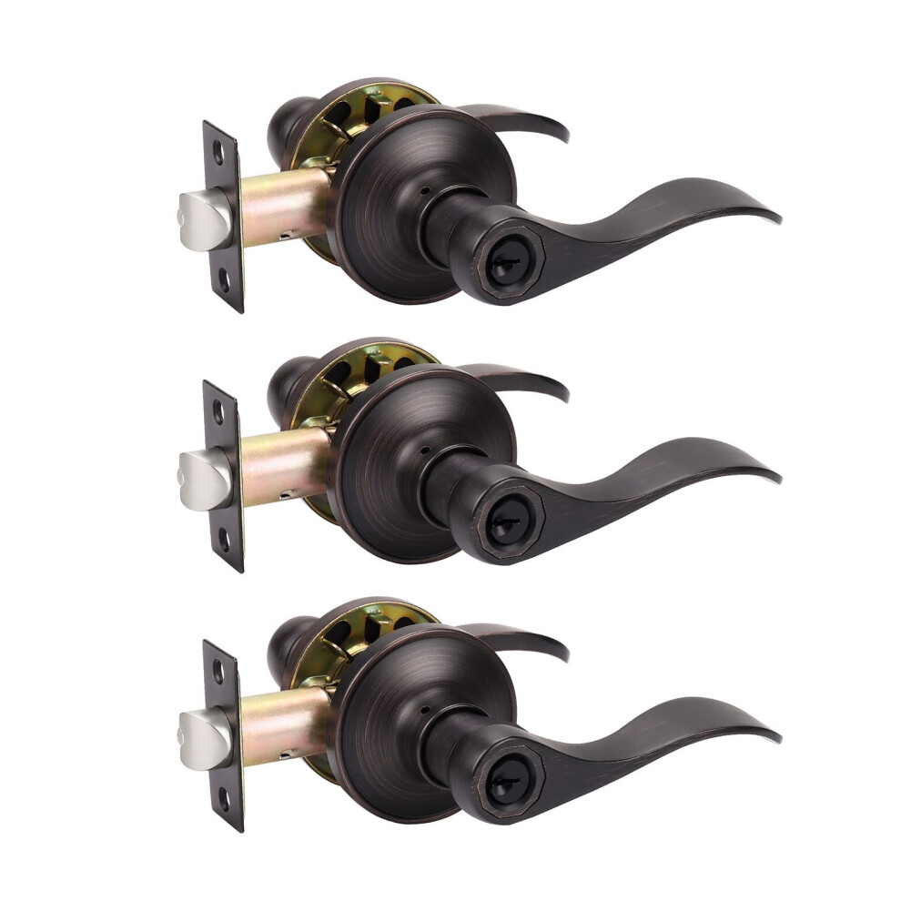 Knobwell 3 Pack Entrance Door Lever Door Handle(For Office/Front Door) Reversible For Right And Left Side Drop Style Leversets Not Keyed Alike 715624234808