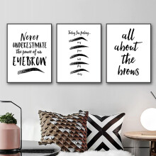 Eyebrow Art Prints Schoonheidssalon Poster Citaten Wanddecoratie Canvas Zwart-Wit