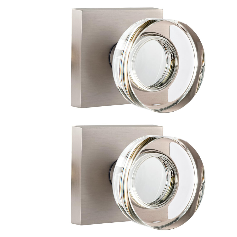 Naubea 2 Pack Dummy Door Knob Glass Door Knobs Interior Satin Nickel Door Knobs For Closet And Hallway Square Crystal Dummy Door Handle Brushed Nicke 639395274231