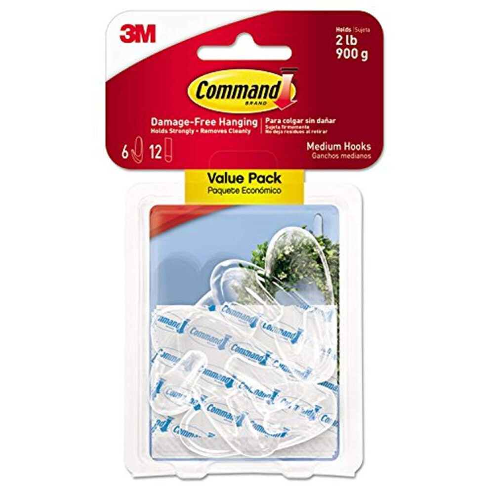 Command  3M Clear Hooks Medium  6 Count
