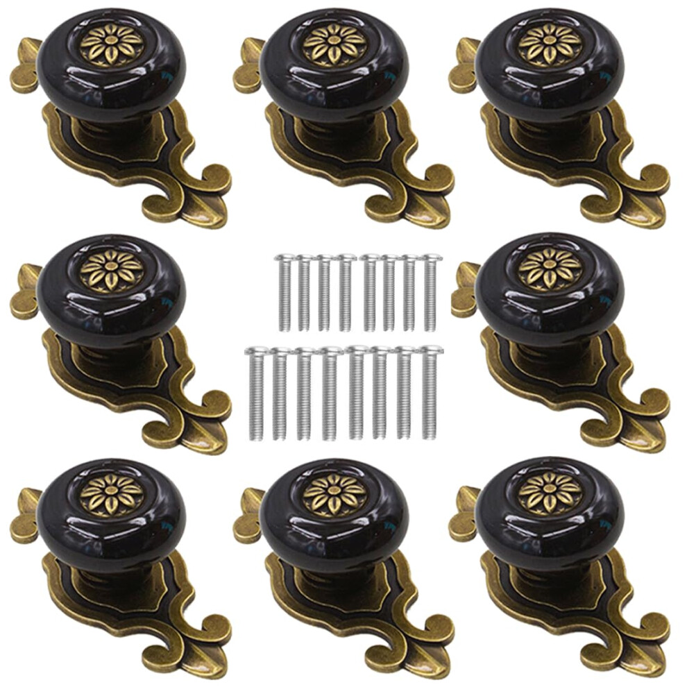 Kelier Retro Ceramic Cabinet Knobs [8 Pack] Antique Vintage Dresser Knobs With Backplate Drawer Pull Handles For Kitchen/Dresser Drawer/Cupboard/War 721718324164