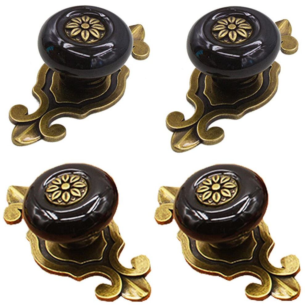 Kelier Ceramic Cabinet Knobs [4 Pack] Vintage Elegant Drawer Knobs With Bronze Backplate Cabinet Pull Handles For Kitchen/Dresser Drawer/Cupboard/Wa 791800644951